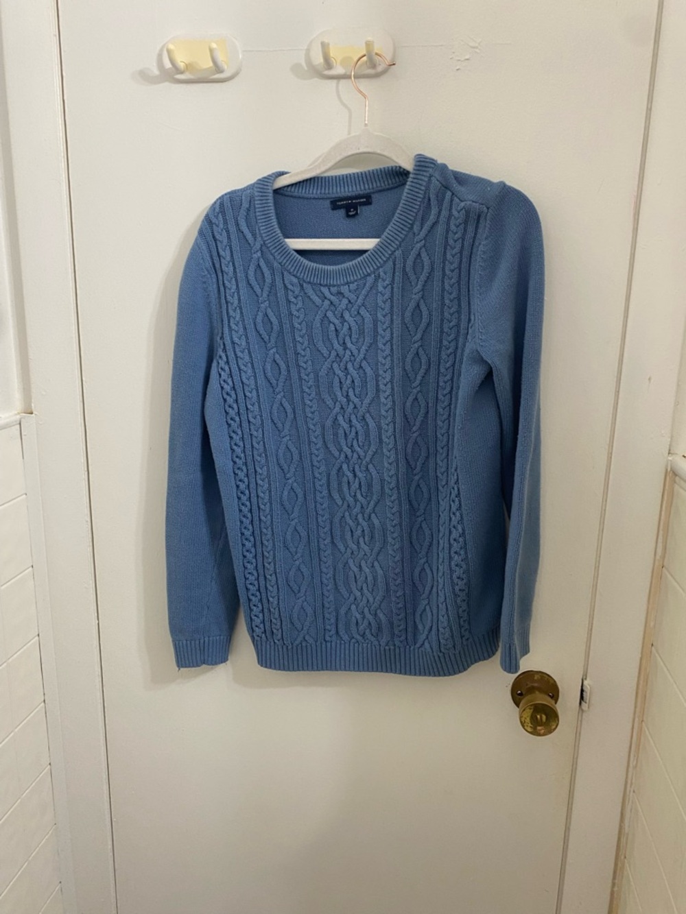 Tommy Hilfiger Sky Blue Cable Knit Crewneck Sweater